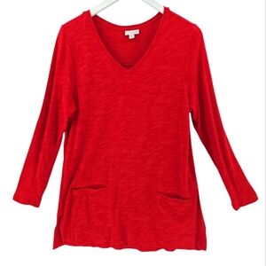 J. Jill Tunic Size Medium 100% Cotton Long Sleeve Front Pocket Detail